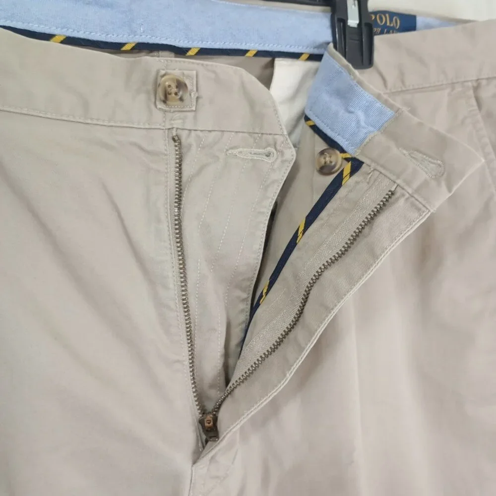 Ralph Lauren Chino Pants Polo Beige Mens 42x34 Cotton Blend Zip Fly Classic Fit - Picture 5 of 11